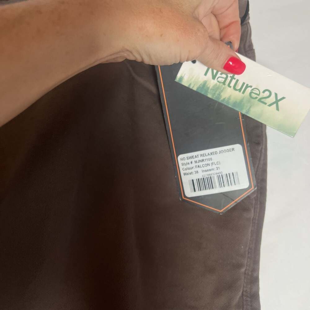 Nature2X No Sweat Relaxed Jogger Pants - Falcon Brown Mens Size 38 Inseam 31 NWT